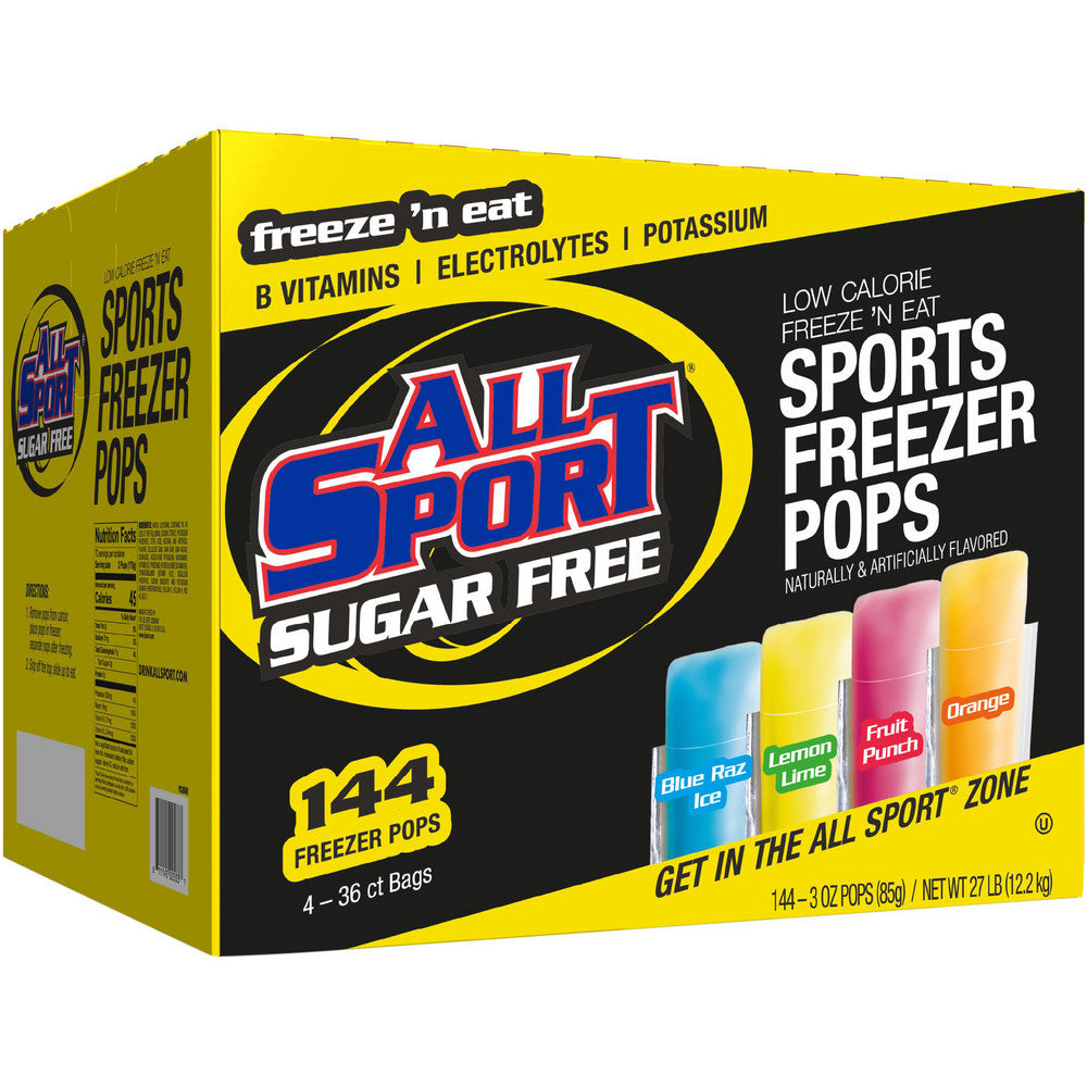 All Sport 10122566 All Sport Activity Drink 3oz Pouch, Blue Raz Ice, Fruit Punch, Orange & Lemon-Lime, Ready-to-Eat, Yields 3.00 oz, Sugar Free