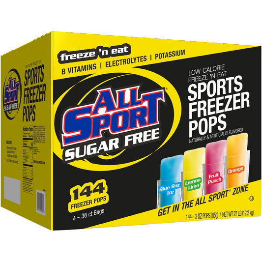 All Sport 10122566 All Sport Activity Drink 3oz Pouch, Blue Raz Ice, Fruit Punch, Orange & Lemon-Lime, Ready-to-Eat, Yields 3.00 oz, Sugar Free