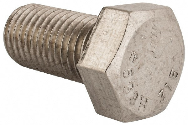Value Collection R80064224 Hex Head Cap Screw 1-8, 2" Length Under Head, Grade 316 Stainless Steel, Bright/Uncoated Finish
