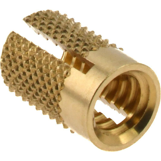 E-Z LOK 240-4-BR 1/4-20 UNC Brass Flush Press Fit Threaded Insert for Plastic