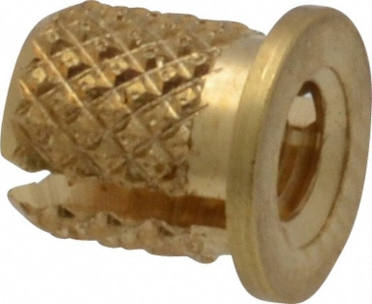 E-Z LOK 260-006-BR #6-32 UNC Brass Flanged Press Fit Threaded Insert for Plastic