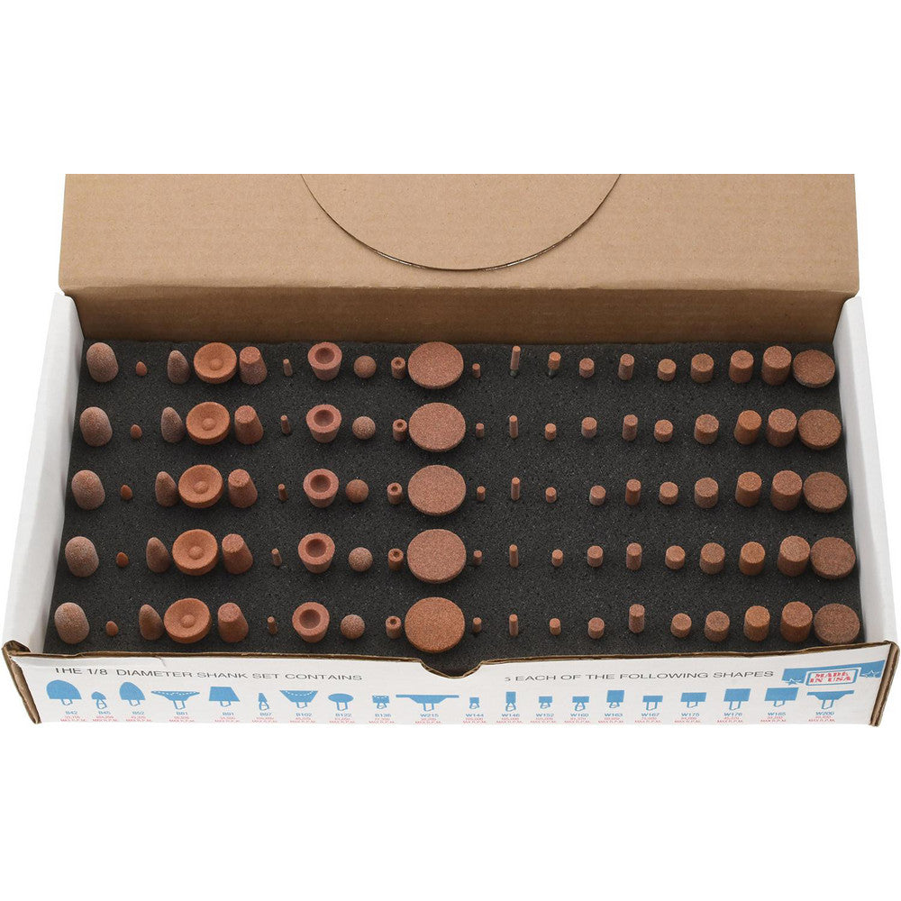 MODERN ABRASIVE CORP 925002KIT 100 Piece Aluminum Oxide Vitrified Mounted Stone Abrasive Point Set