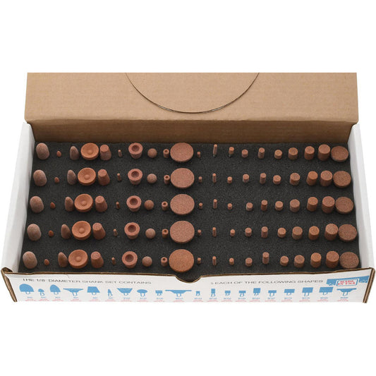 MODERN ABRASIVE CORP 925002KIT 100 Piece Aluminum Oxide Vitrified Mounted Stone Abrasive Point Set