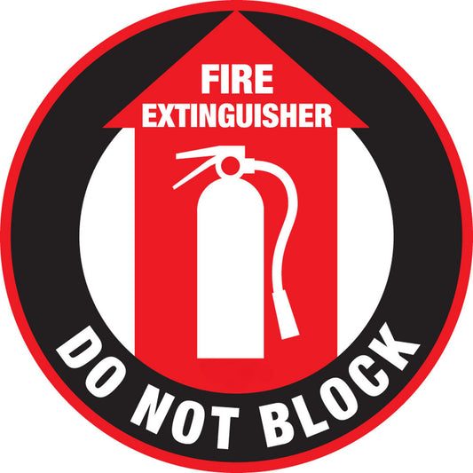 Mighty Line FEDNB12 Adhesive Backed Floor Signs Message Type Accident Prevention General Information Janitorial & Housekeeping Fire  Message or Graphic Message & Graphic  Legend Fire Extinguisher Do Not Block  Material Rigid Plastic  Legend Color White