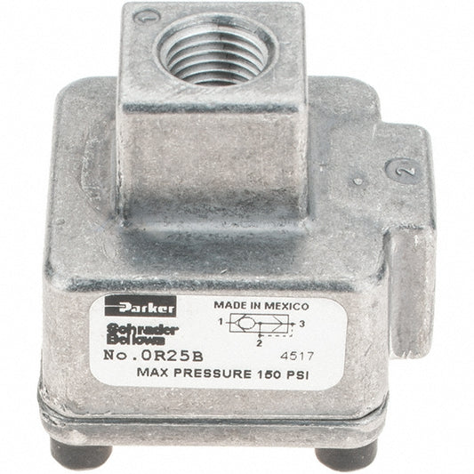 Parker 0R25B Quick-Exhaust Valves Inlet Port Size 1/4 Inlet Port Size 0.25 in Exhaust Port Size 1/4 Exhaust Port Size 1/4 in Maximum Working Pressure (psi) 13.8 bar 200 psi Maximum Working Pressure (psi) 13.8 bar 200 psi Body Material Aluminum Maximum