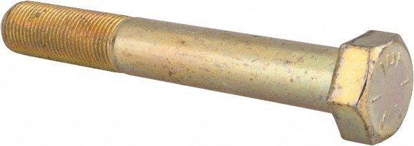 HHCS Made In USA 39458 Hex Head Cap Screw 5/8-18 x 4-1/2", Grade 8 Steel, Zinc Yellow Dichromate Finish