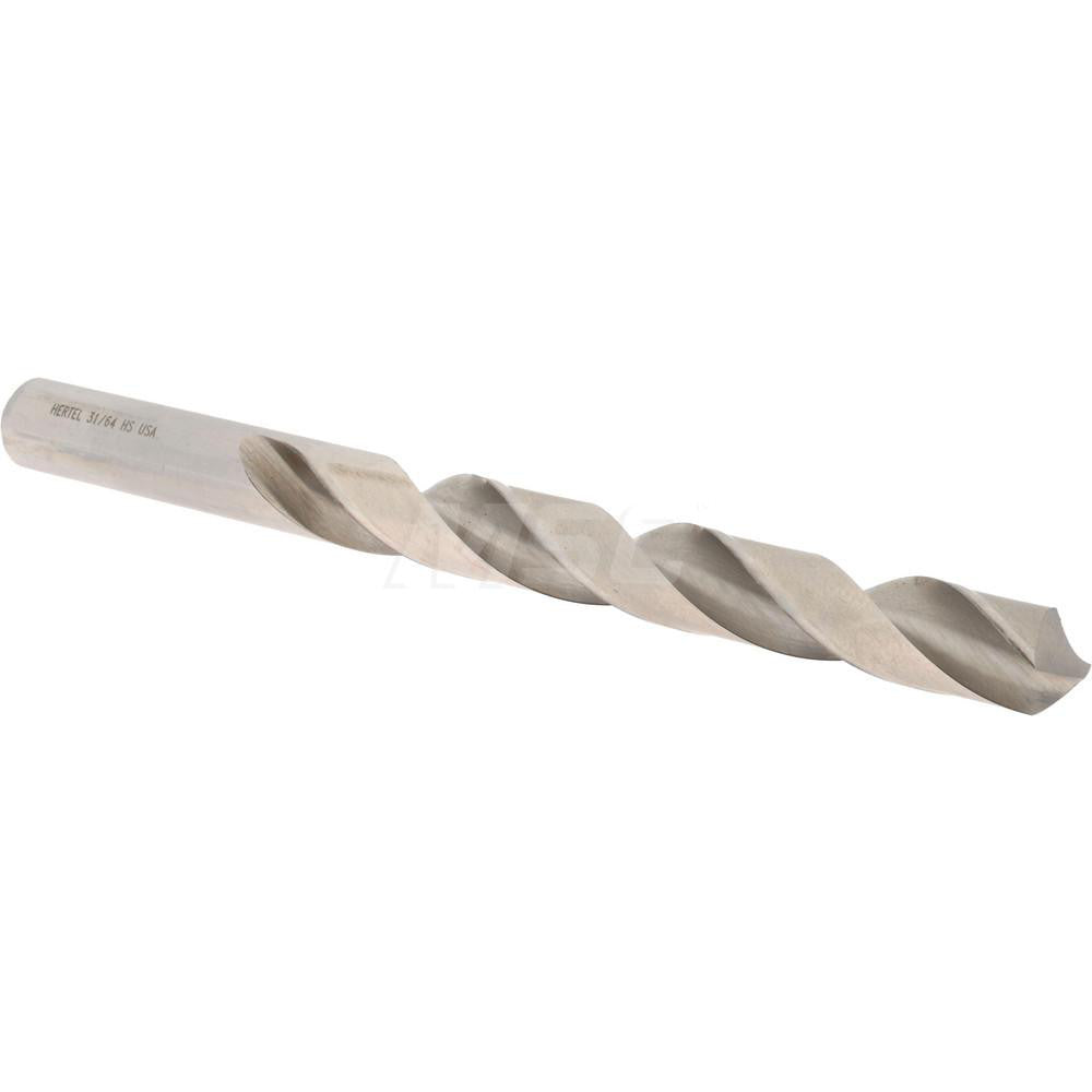 Hertel 85703627 Jobber Length Drill Bit 31/64" Dia, 118 &deg, High Speed Steel