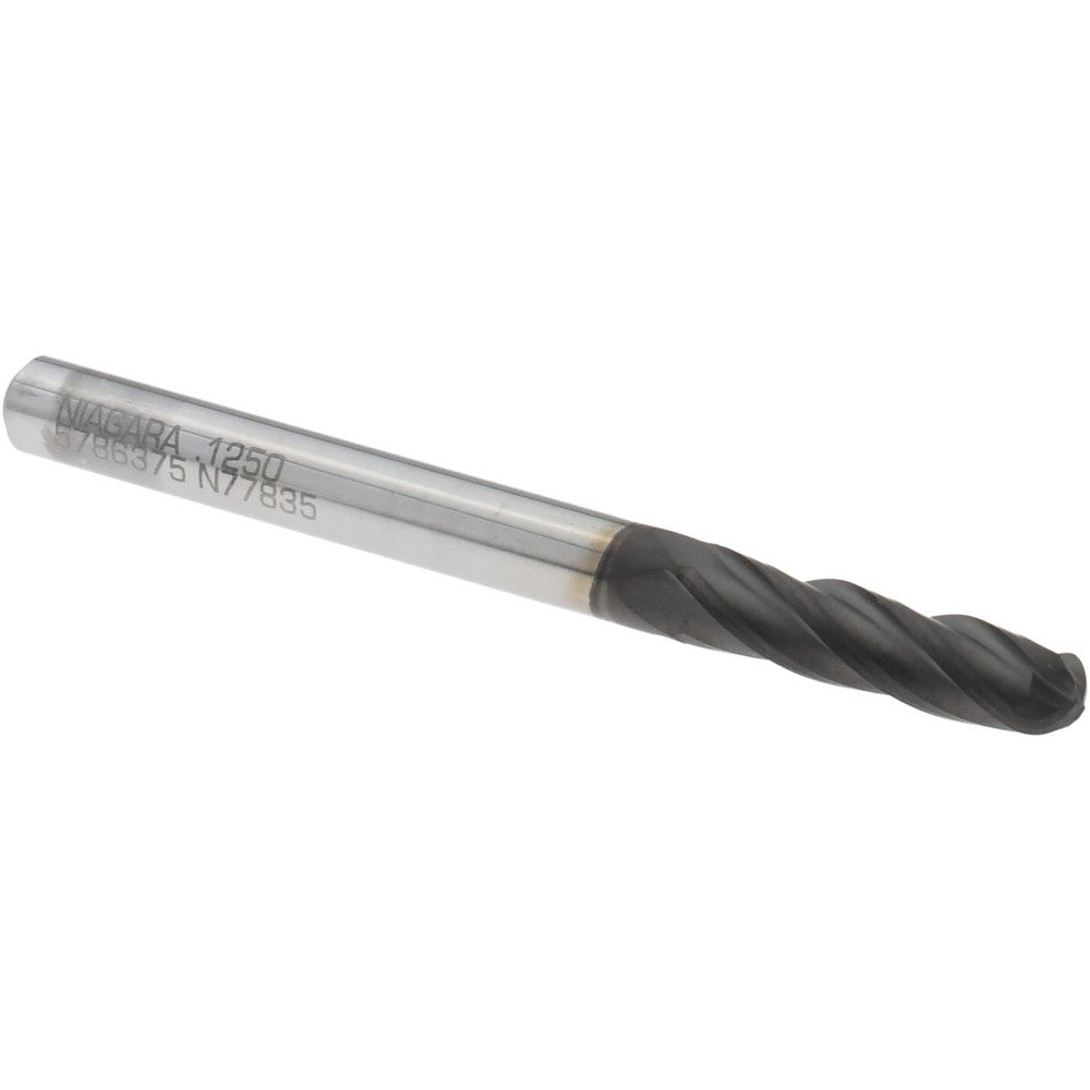 Seco 17004999 Ball End Mill 1/8" Dia, 1/2" LOC, 4 Flute, Solid Carbide