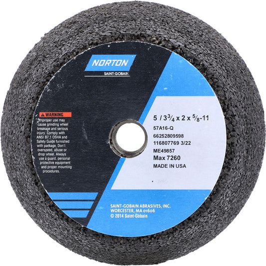 Norton 66252809598 Tool & Cutting Grinding Wheel 5" Dia, 16 Grit, Q Hardness, Type 11