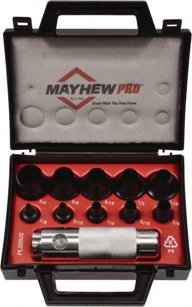 Mayhew 66008 Hollow Punch Set 11 Pc, 0.125 to 0.75"