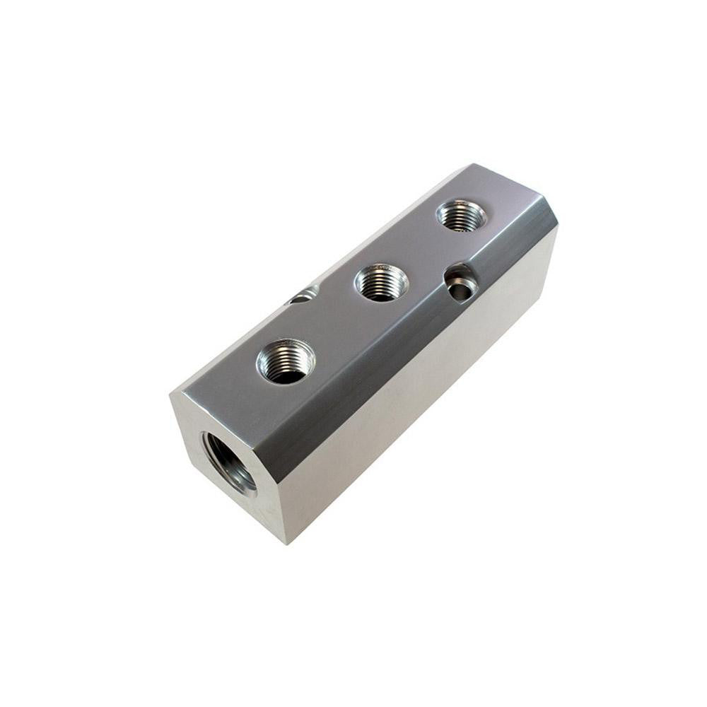 Coilhose Pneumatics 3034 Manifold 1/2" Inlet, 1/4" Outlet, 2 Inlet Ports, 3 Outlet Ports, 4-3/4" OAL, 1-37/64" OAW, 1.58" OAH