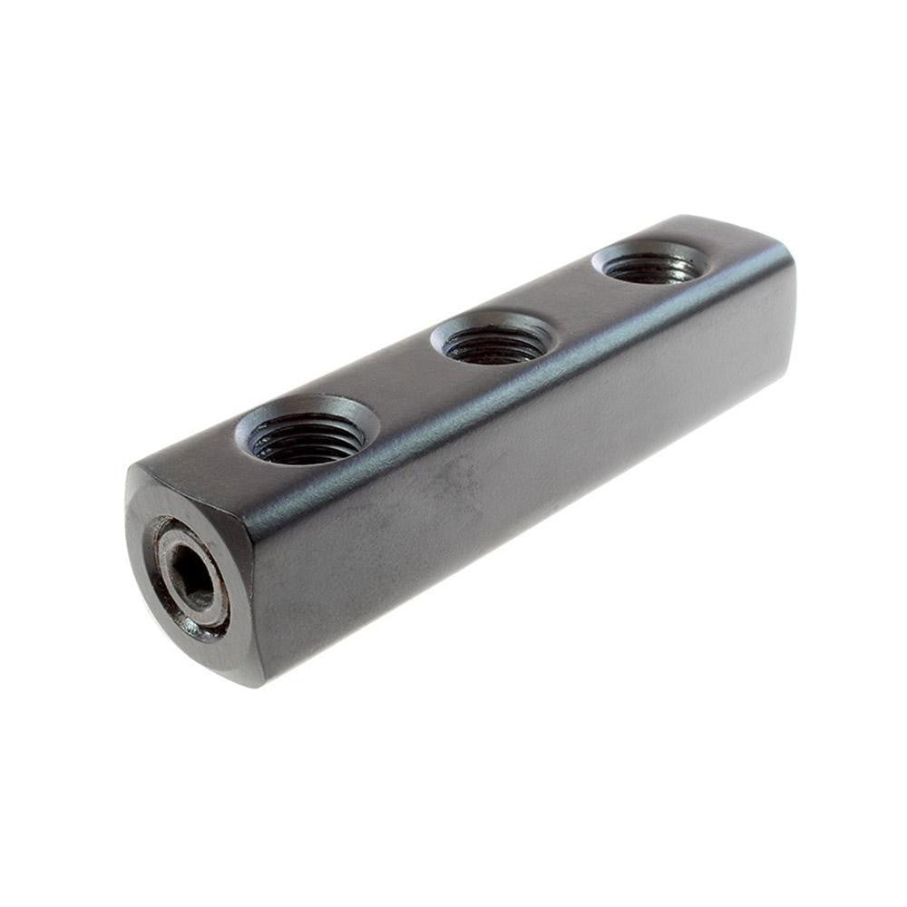 Coilhose Pneumatics 3032 Manifold 1/4" Inlet, 1/4" Outlet, 1 Inlet Port, 3 Outlet Ports, 3-3/4" OAL, 13/16" OAW, 0.81" OAH