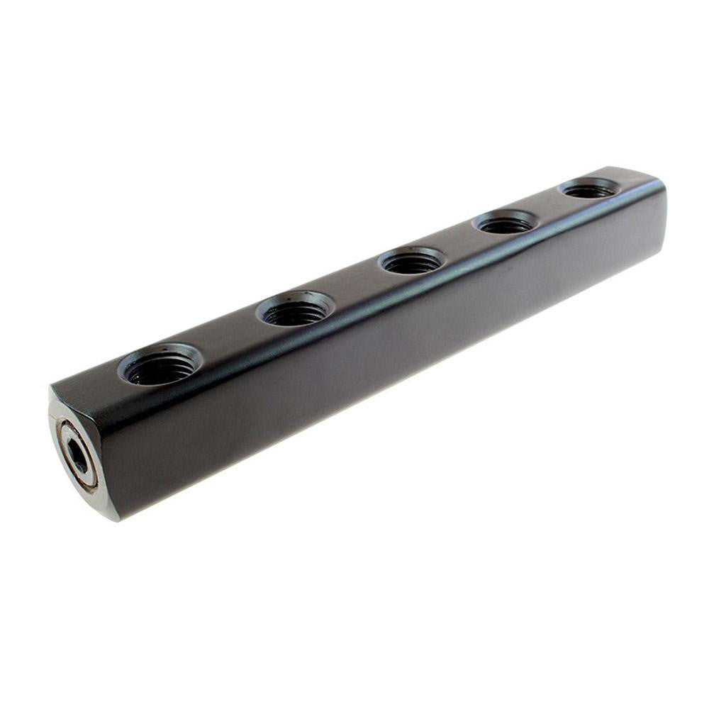 Coilhose Pneumatics 3052 Manifold 1/4" Inlet, 1/4" Outlet, 1 Inlet Port, 5 Outlet Ports, 6-1/4" OAL, 13/16" OAW, 0.81" OAH