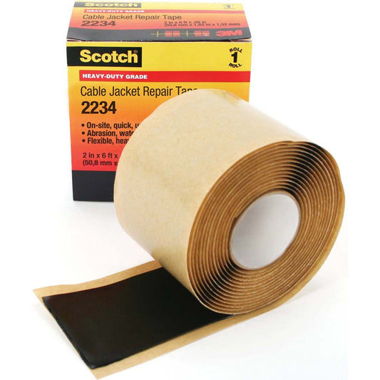 3M 7000006227 Electrical Tape 2" Wide, 6' Long, 60 mil Thick, Black