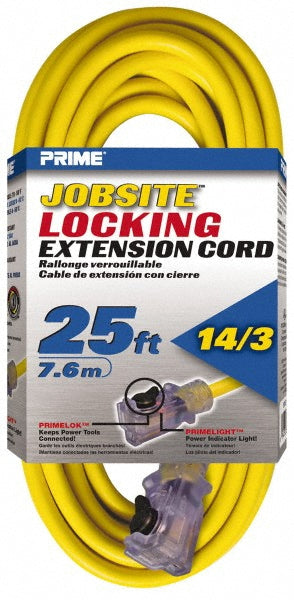 Value Collection ECPL 511725 25', 14/3 Gauge/Conductors, Yellow Outdoor Extension Cord