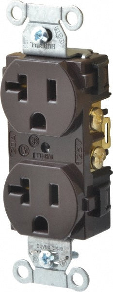Hubbell Wiring Device-Kellems BR20 Straight Blade Duplex Receptacle NEMA 5-20R, 20 Amps, Self-Grounding