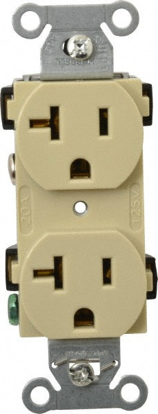 Hubbell Wiring Device-Kellems BR20I Straight Blade Duplex Receptacle NEMA 5-20R, 20 Amps, Self-Grounding