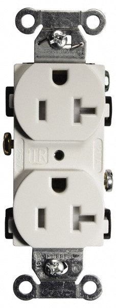 Hubbell Wiring Device-Kellems CR20WHITR Straight Blade Duplex Receptacle NEMA 5-20R, 20 Amps, Self-Grounding