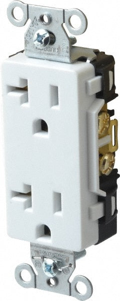 Hubbell Wiring Device-Kellems DR20WHI Straight Blade Duplex Receptacle NEMA 5-20R, 20 Amps, Self-Grounding
