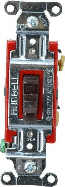Hubbell Wiring Device-Kellems 1221B 1 Pole, 120 to 277 VAC, 20 Amp, Industrial Grade Toggle Wall Switch