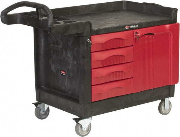 Rubbermaid FG453388BLA Roller Cabinet Mobile Work Center 50-3/4" OAD, 4 Drawer, 4 Shelf