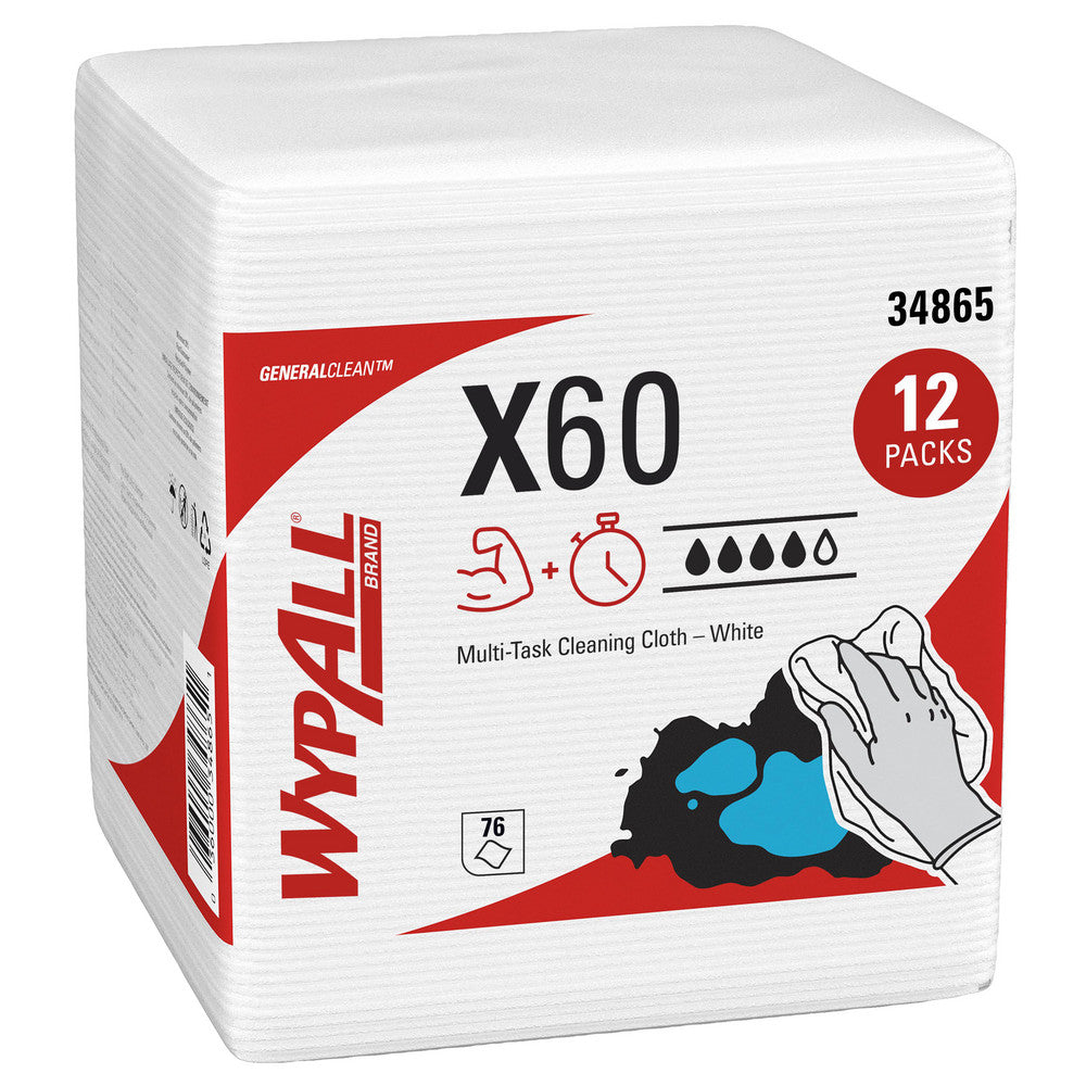 WypAll 34865 GeneralClean X60 Multi-Task Cleaning Cloths, Quarterfold, Strong & Absorbent Towels, White