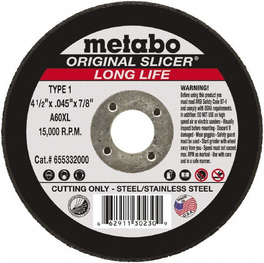Metabo 655322000 Cut-Off Wheel Type 1, 7" Dia, 1/4" Thick, 7/8" Hole, Aluminum Oxide