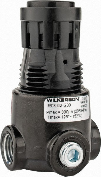 Wilkerson R03-02-G00 Compressed Air Regulator 1/4" NPT, 300 Max psi, Miniature