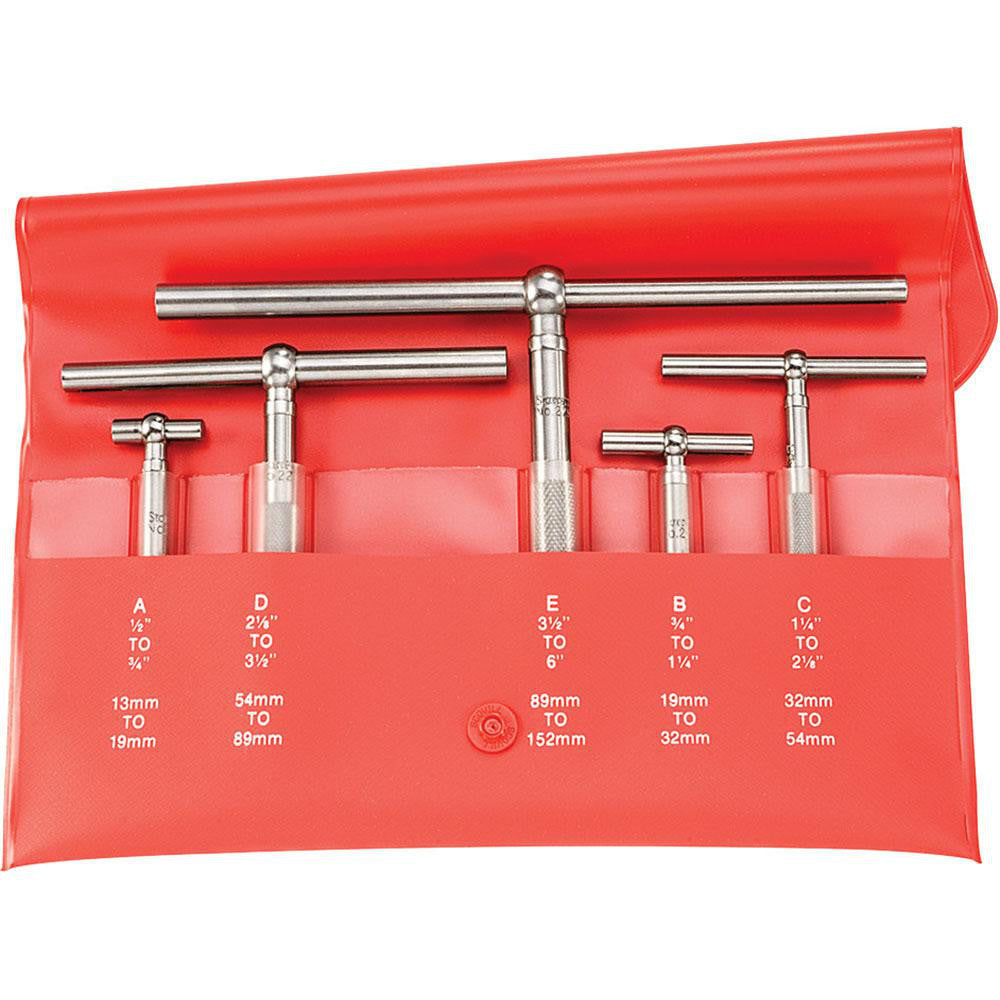 Starrett 50929 Telescoping Gage Set 1/2 to 6", 5 Pc, Includes Case
