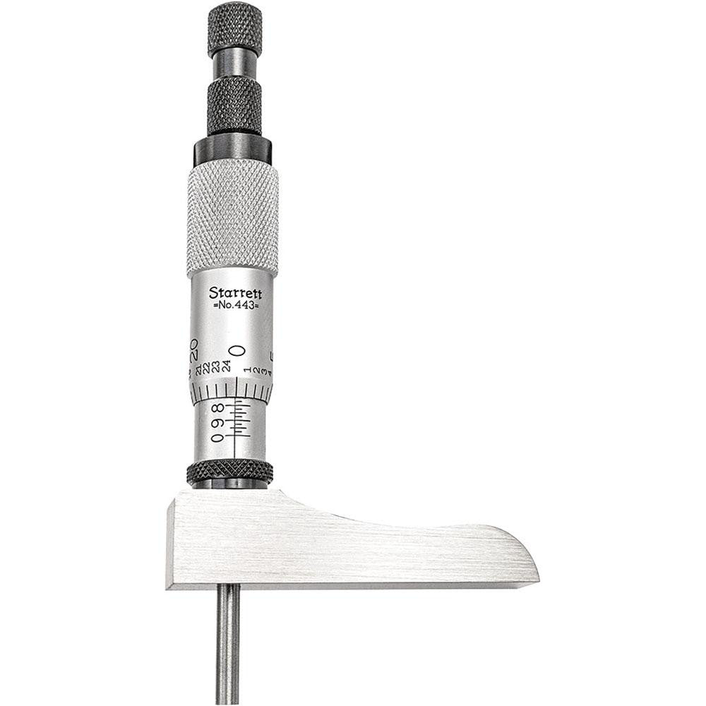 Starrett 52173 Mechanical Depth Micrometer 6'' Range, 6 Rods, Satin Chrome Finish