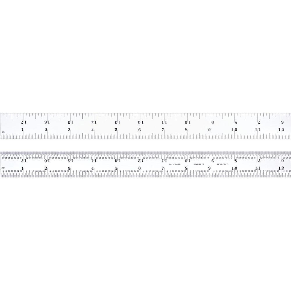 Starrett 52680 Steel Rule 18" OAL, 4R Graduation, Rigid, 1-1/8" OAW