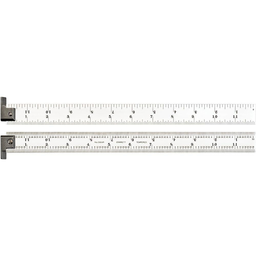 Starrett 52674 Steel Rule 12" OAL, 4R Graduation, Rigid, 1" OAW