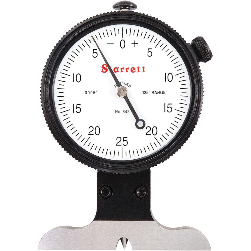 Starrett 52714 0 to 1/8 Inch Range, Ground Steel, White Dial Depth Gage
