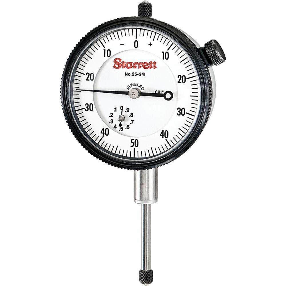 Starrett 53287 Dial Drop Indicator 0 to 1" Range, 0-50-0 Dial Reading, 0.001" Graduation, 2-1/4" Dial Dia