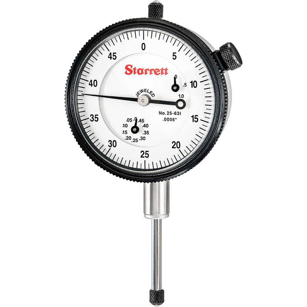 Starrett 53304 Dial Drop Indicator 0 to 1" Range, 0-50 Dial Reading, 0.0005" Graduation, 2-1/4" Dial Dia