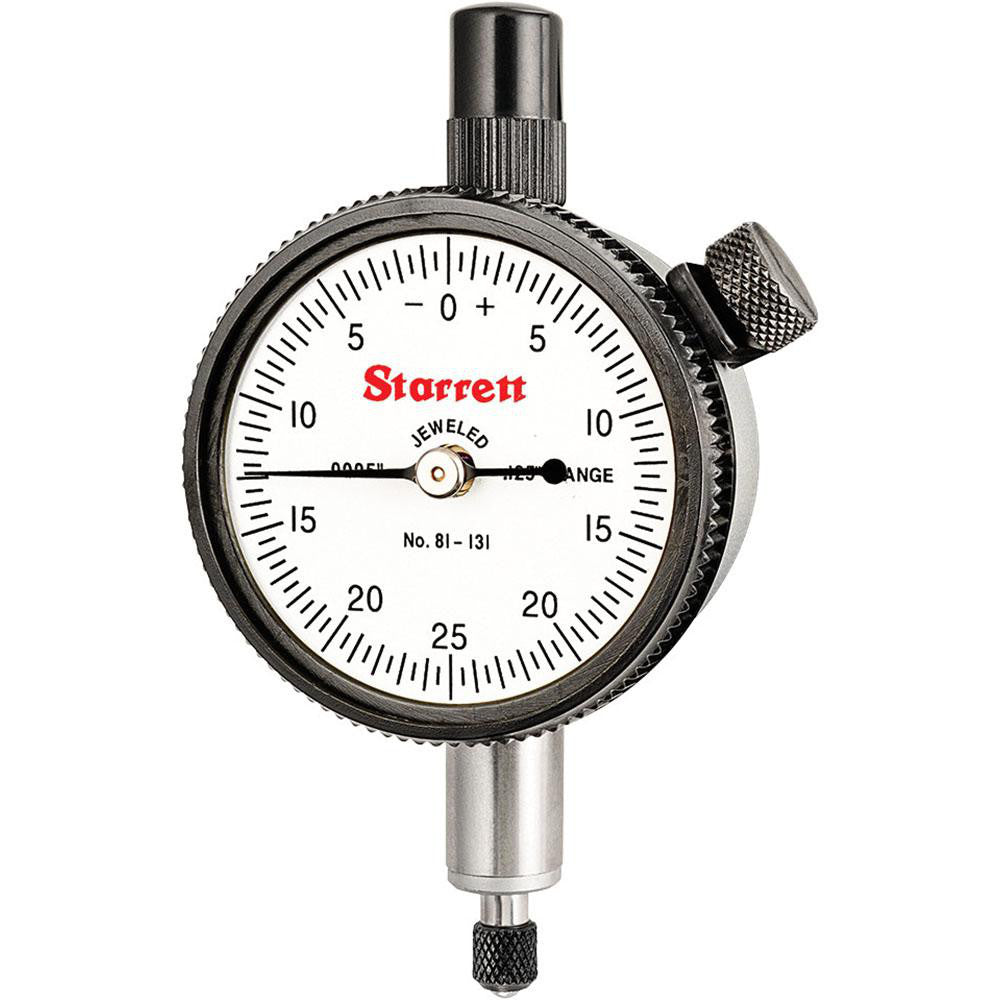 Starrett 53388 Dial Drop Indicator 0 to 0.125" Range, 0-25-0 Dial Reading, 0.0005" Graduation, 1-11/16" Dial Dia