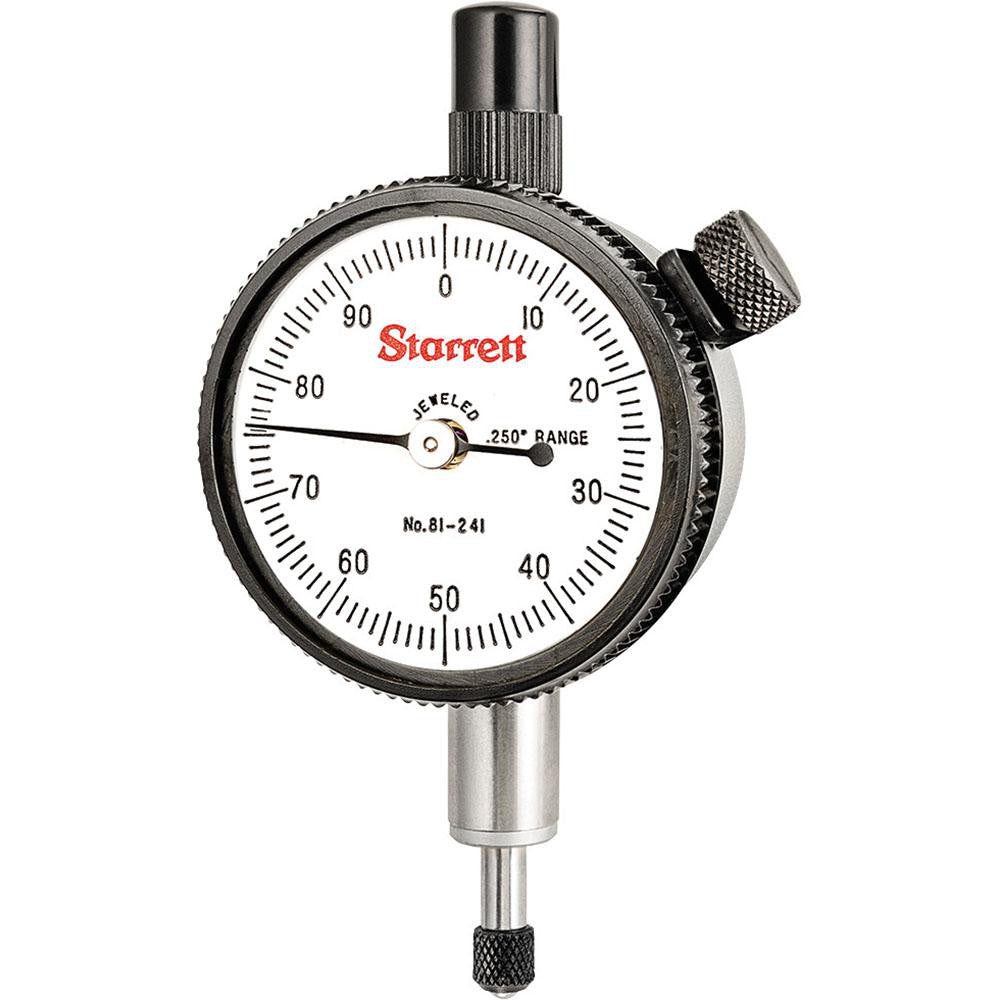 Starrett 53428 Dial Drop Indicator 0 to 0.25" Range, 0-100 Dial Reading, 0.001" Graduation, 1-11/16" Dial Dia