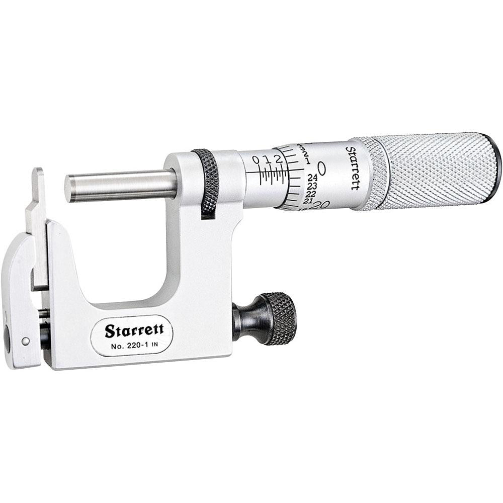 Starrett 50746 0 to 1 Inch Range, Carbide Face, Satin Chrome Coated, Mechanical Multi Anvil Micrometer