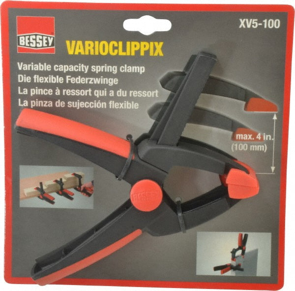 Bessey XV5-100 4" Jaw Opening Capacity, 2" Throat Depth, Single Variable Jaw, Spring Clamp