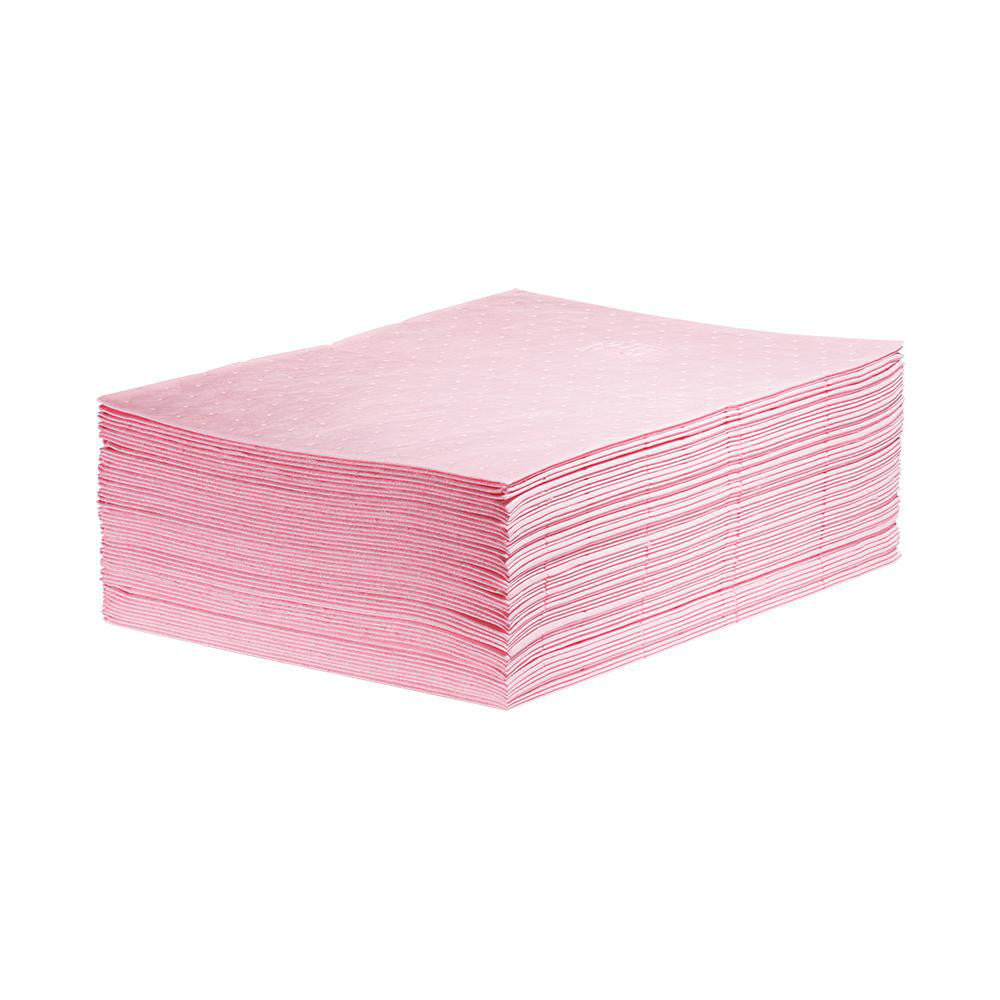 New Pig MAT310 Pads, Rolls & Mats Product Type Pad  Application Haz Mat  Overall Length (Inch) 20in  Width (Decimal Inch - 4 Decimals) 15.0000  Material Polypropylene  Fluids Absorbed Acids Bases Unknowns