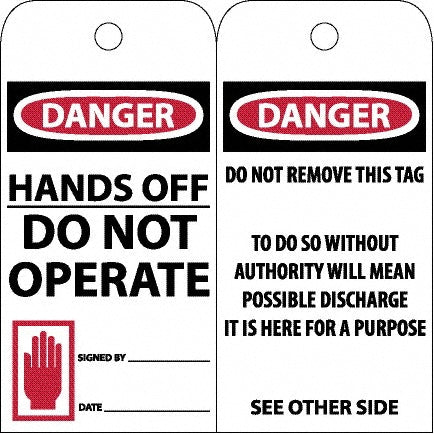AccuformNMC RPT33 Accident Prevention Tag 3" High, 6" Wide, Unrippable Vinyl, "DANGER"