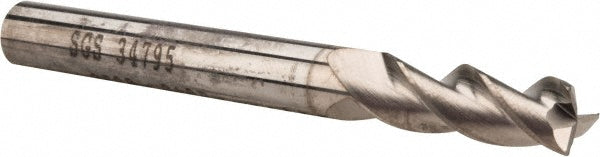 Kyocera SGS Precision Tools 34795 Corner Radius End Mill 1/4" Dia, 3/4" LOC, 0.01" Radius, 3 Flutes, Solid Carbide