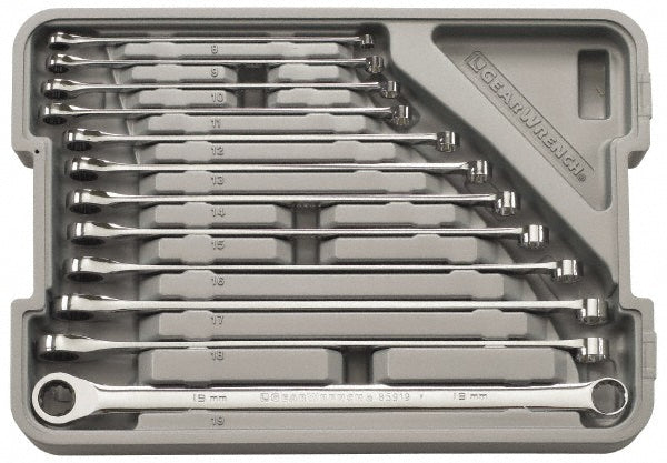 GEARWRENCH 85988 Ratcheting Box Wrench Set 12 Pc, 10 mm 11 mm 12 mm 13 mm 14 mm 15 mm 16 mm 17 mm 18 mm 19 mm 8 mm & 9 mm Wrench, Metric