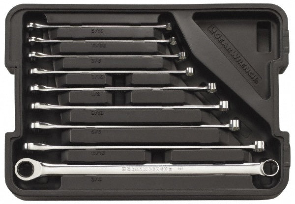 GEARWRENCH 85998 Ratcheting Box Wrench Set 9 Pc, 1/2" 11/16" 11/32" 3/4" 3/8" 5/16" 5/8" 7/16" & 9/16" Wrench, Inch
