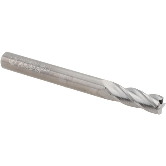 Fullerton Tool Co. 33719 Corner Radius End Mill 1/4" Dia, 3/4" LOC, 0.0300" Radius, 4 Flute, Solid Carbide
