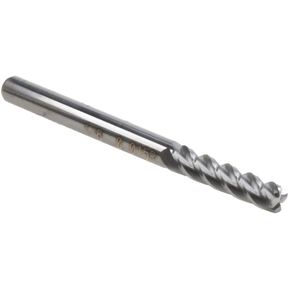 Accupro 86642832 Corner Radius End Mill 1/8" Dia, 1/2" LOC, 0.015" Radius, 4 Flutes, Solid Carbide