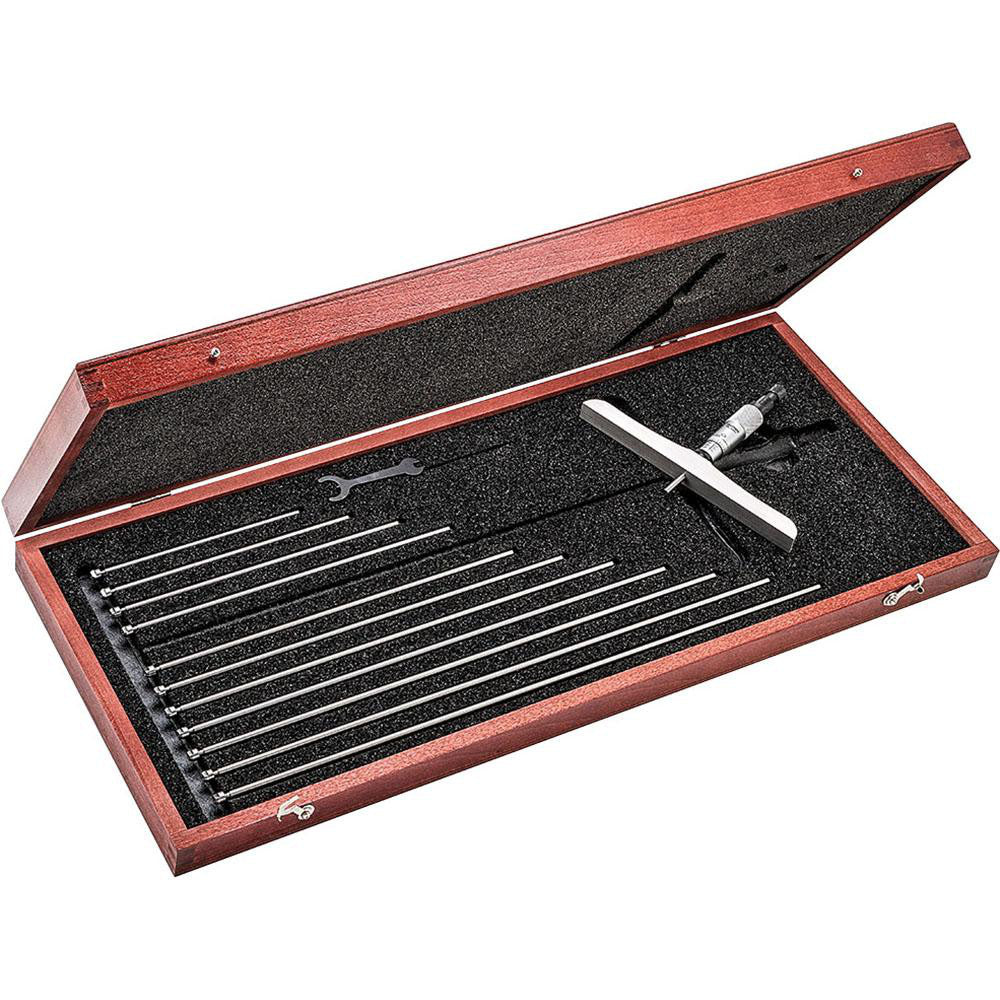 Starrett 67119 Mechanical Depth Micrometer 12'' Range, 12 Rods, Satin Chrome Finish