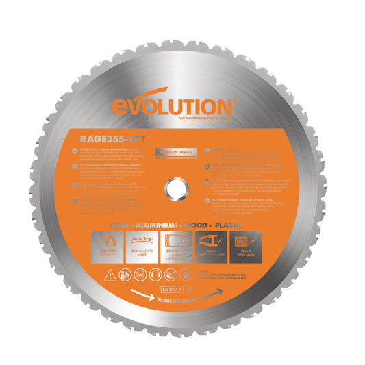 Evolution Power Tools RAGE355BLADE Wet & Dry-Cut Saw Blade 14" Dia, 1" Arbor Hole, 36 Teeth