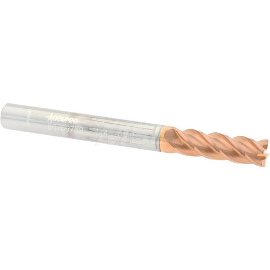 Accupro 86769759 Corner Radius End Mill 1/4" Dia, 3/4" LOC, 0.015" Radius, 4 Flutes, Solid Carbide