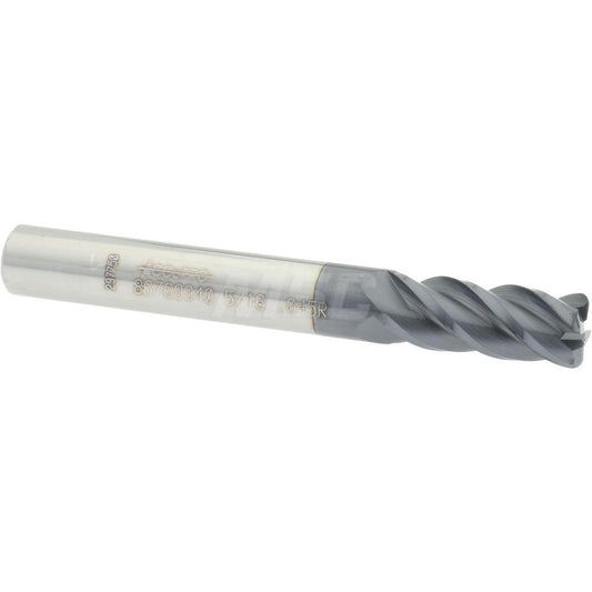 Accupro 86769940 Corner Radius End Mill 5/16" Dia, 3/4" LOC, 0.045" Radius, 4 Flutes, Solid Carbide
